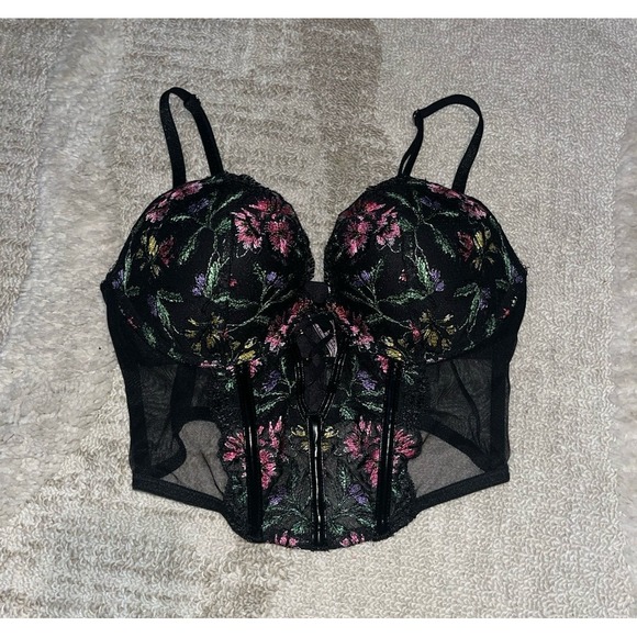 VICTORIA'S SECRET VERY SEXY FLORAL LACE EMBROIDERED PUSH UP CORSET BRA TOP - Picture 2 of 6